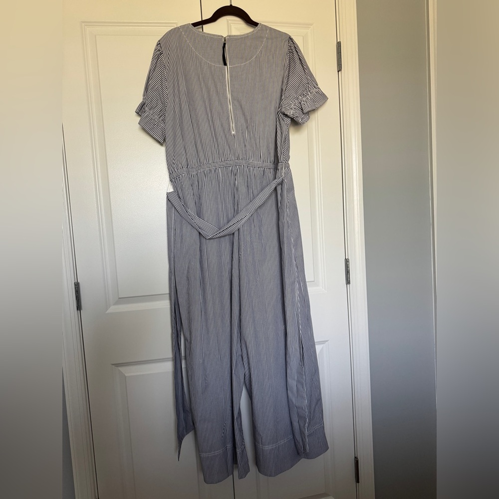 J. Crew Pinstripe Wrap Jumpsuit in Black & White - Picture 4 of 7